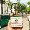 Brain-Shaped Mirror-Golden Metal Award