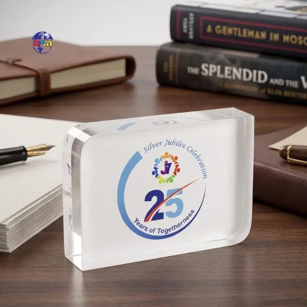 Premium Two-Corner Rounded Acrylic Block Paperweight