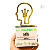 Brain-Shaped Mirror-Golden Metal Award