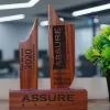 Custom Laser Engraved Solid Mahogany Wood Award Crest Memento